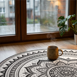 Dywan okrągły Mandala do salonu 160x160 orientalny NOVO antypoślizgowy