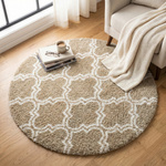 Dywan okrągły do salonu shaggy DECOR antypoślizgowy miękki puszysty 120x120, khaki