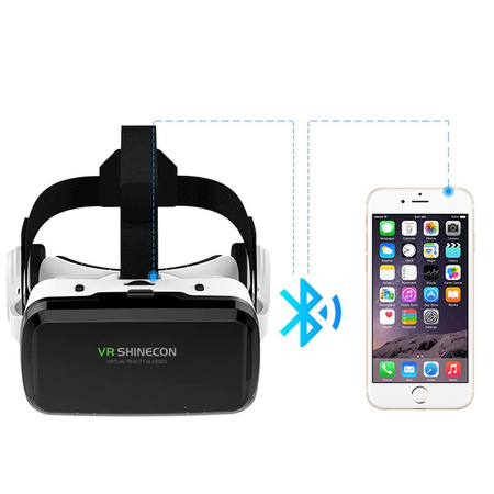 Okulary VR 3D do wirtualnej rzeczywistości gogle Shinecon G04BS + słuchawki + Pad Bluetooth - do smartfona