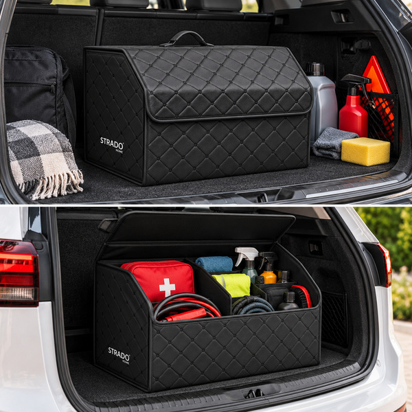 Folding large organizer for car trunk quilted trunk bag tote for shopping and tools