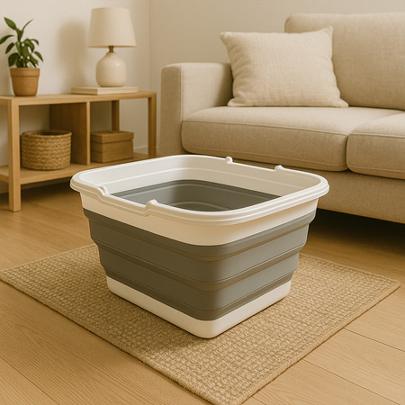 Skladací kôš na nákup miska silikónový univerzálny 38x28 5x15 XXL, sivý