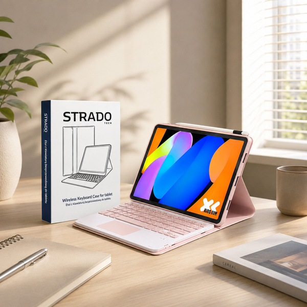 Puzdro s klávesnicou Bluetooth na Lenovo Tab M11, ružové - ochranné so stojanom, prístup k portom a tlačidlám