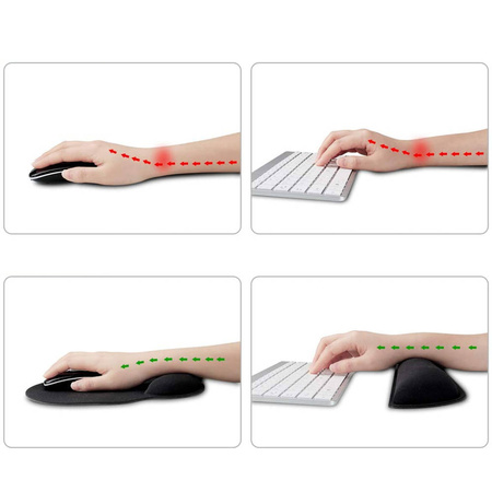 Zestaw ergonomicznych żelowych podkładek pod mysz nadgarstek 3 szt, czarne