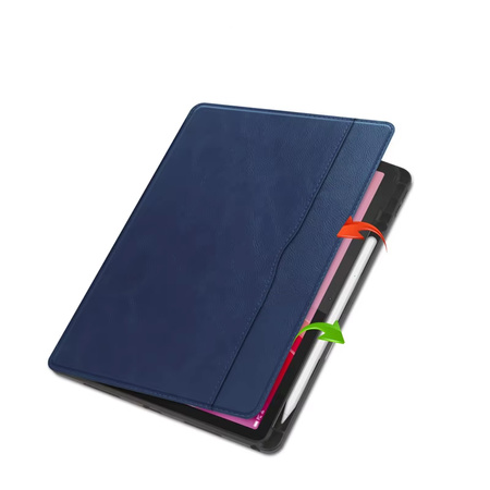 Etui skórzane z kieszeniami do Lenovo Tab M11 10.95 TB330FU TB330XU TB331FC, granatowe