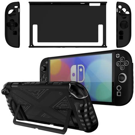 Etui do Nintendo Switch 2 2025 silikonowe KICKSTAND 3-częściowe podstawka, czarne