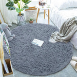 Shaggy Strado 300x300 SilverFur Round Carpet (Light Gray)