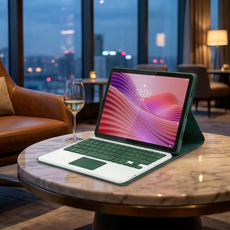 Puzdro s klávesnicou touch na Lenovo Tab 10.1 2025, zelené - ochranné so stojanom