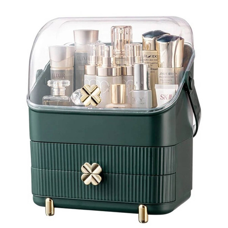 Casket organizer trunk for cosmetics jewelry (Bottle Green)