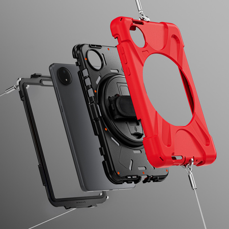 Puzdro pancierové Shockproof s držiakom na Xiaomi Redmi Pad SE 8.7 2024 / Redmi Pad SE 8.7, červené - ochranné