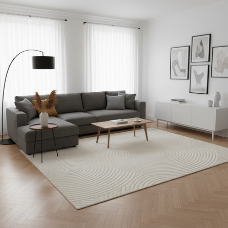 Dywan 160x230 do salonu pętelkowy duży japandi nowoczesny ciężki gruby POLO, szary