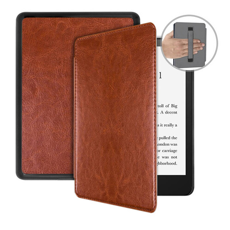 Puzdro s držiakom pásikom ruku na Kindle Paperwhite 5 i / Paperwhite 5, hnedé - ochranné so stojanom