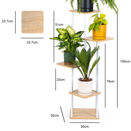 Kwietnik metalowy na kwiaty stojący wysoki 5 poziomów duży 106cm XL PALACE, biały