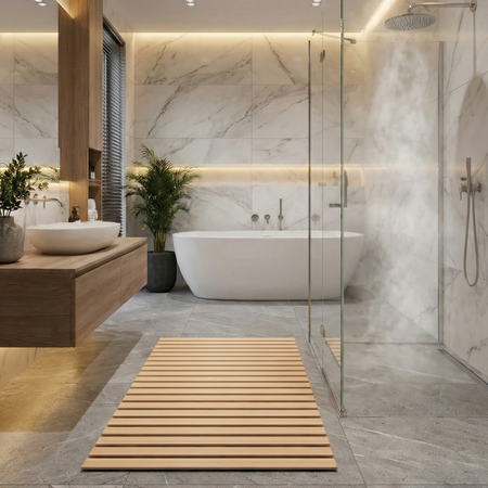 Mata łazienkowa duża antypoślizgowa pod prysznic brodzik do sauny basenu XL, beżowa