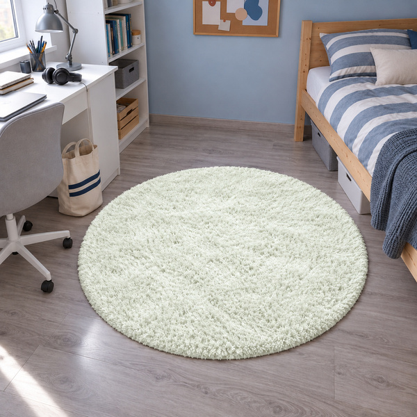 Shaggy Strado 140x140 WhiteLime (White Lime) round carpet