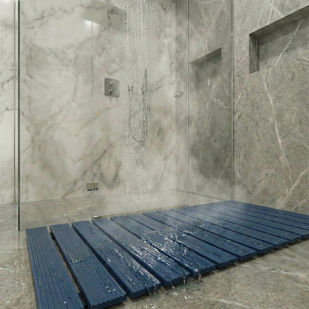 MATA łazienkowa antypoślizgowa POD PRYSZNIC brodzik do sauny basenu 43x61, niebieska