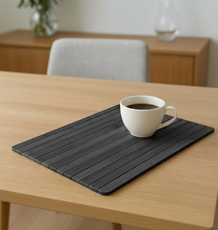 PODŁOKIETNIK na sofę kanapę podkładka nakładka elastyczna taca bambusowa, czarny