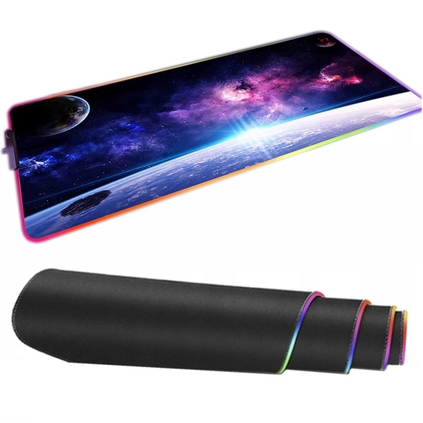 Podložka pod myš podsvietená 80x30 LED na stôl XXL podložka Kosmos