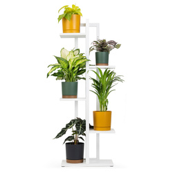 Kwietnik stojący metalowy stojak na kwiaty rośliny 6 donic Tower 112,5cm, biały