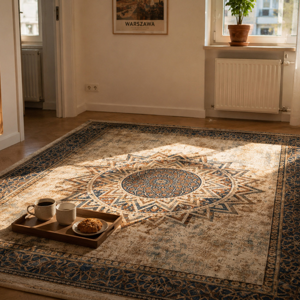Dywan Mandala do salonu 160x200 orientalny NOVO antypoślizgowy miękki