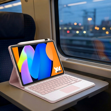Puzdro s klávesnicou na Lenovo Idea Tab 11 2025, ružové - ochranné so stojanom