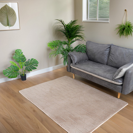 Dywan Rabbit 3D pluszowy miękki jedwabisty futro królika 120x170, beżowy