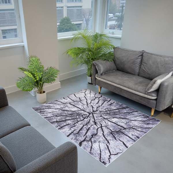 NOVO Strado modern tree trunk carpet for living room delicate grey velvet pattern Grey Trunk 200x300 cm
