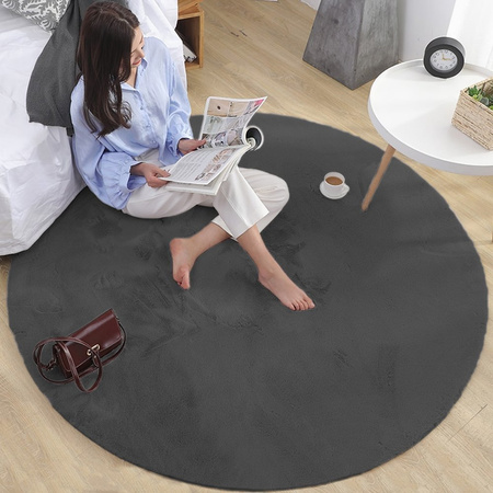 Rabbit Strado 120x120 DeepGrey round rug (Gray)