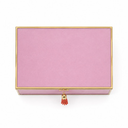 Szkatułka na biżuterię 18x13x7 cm organizer pudełko dekoracyjna pojemna welurowa różowa