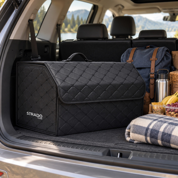 Folding large organizer for car trunk quilted trunk bag tote for shopping and tools