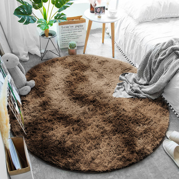 Shaggy Ombre Strado 160x160 Round Carpet by OmbreCoffee (Brown)