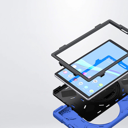 Puzdro Armor Strap na Lenovo Tab M11, tmavomodré - ochranné so stojanom, prístup k portom a tlačidlám