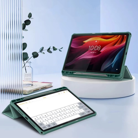 Puzdro s klapkou Clear na Lenovo Tab K11 Plus 11.45 / Lenovo K11 Plus, zelené - ochranné so stojanom