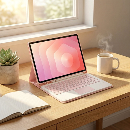 Etui z klawiaturą Bluetooth do Samsung Galaxy Tab A11+, różowe - ochronne z podstawką