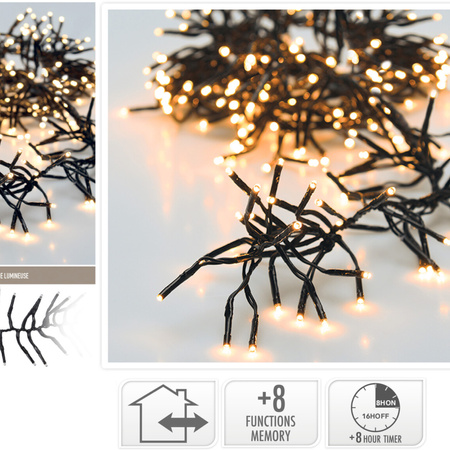 Lampki choinkowe 320 LED białe ciepłe wewnętrzne zewnętrzne 27m TIMER IP44, białe
