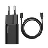 Baseus Super Si Quick Charger 1C 20W with USB-C cable for Lightning 1m (black)