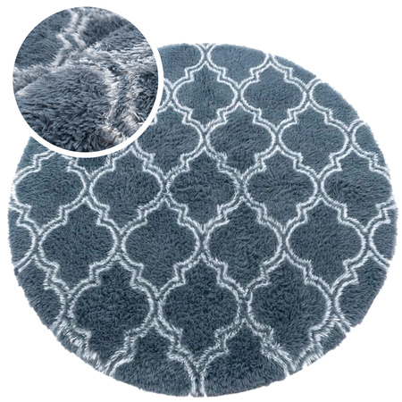 Dywan okrągły do salonu shaggy DECOR antypoślizgowy miękki puszysty 140x140 Silver Lantern