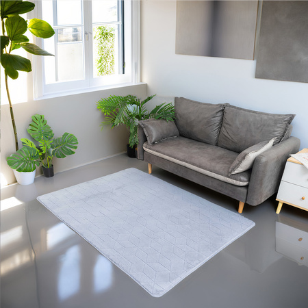 Dywan STRADO Rabbit 3D pluszowy miękki jak królik 120x170 Silver