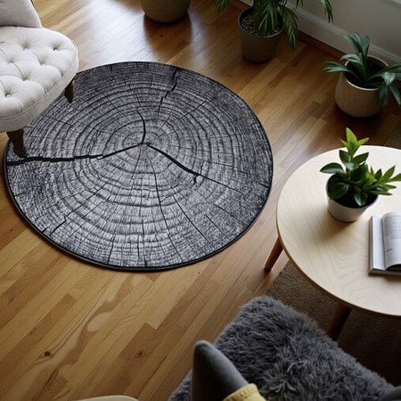 NOVO Strado modern tree trunk carpet for living room grey pattern Grey Trunk 100x100 cm