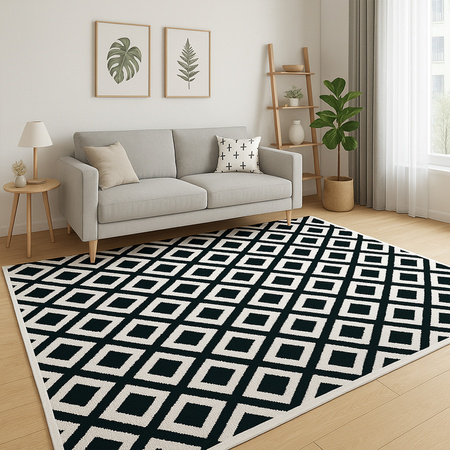 Dywan 160x230 do salonu pętelkowy duży japandi nowoczesny ciężki gruby POLO - Chessboard (Szary)