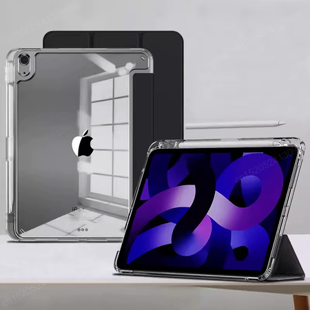 Hard Crystal case with stylus holder for Apple iPad 10.9 10 GEN 2022 / iPad 11 A16 11GEN 2025 - Black