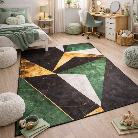 Dywan NOVO Strado nowoczesny do salonu marmurowy wzór velvet Zielony Marmur 200x250