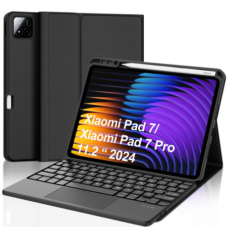 Puzdro s klávesnicou na Xiaomi Pad 7 / Pad 7 Pro 11.2 na stylus / Xiaomi Pad 7 Pro, čierne - ochranné so stojanom