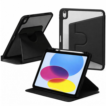 Etui OBROTOWE PENCIL do iPad 10.9 2022 Gen. 10/ 11 2025 A16 Gen. 11 WAKE UP, czarne