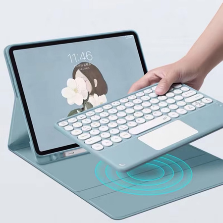 Etui z klawiaturą Bluetooth touchpad do iPad Air 13 Gen6 (Niebieskie)