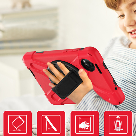Puzdro pancierové Shockproof s držiakom na Xiaomi Redmi Pad SE 8.7 2024 / Redmi Pad SE 8.7, červené - ochranné