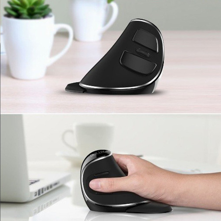 Ergonomiczna mysz komputerowa Delux M618 Silver – pionowa mysz z podstawką pod nadgarstek