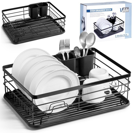 Dish Drainer Rack Black 43x32x14,5 cm