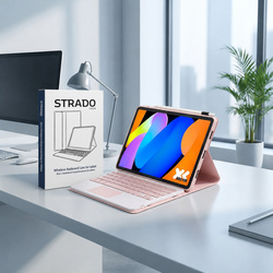 Etui z klawiaturą Bluetooth do Lenovo Tab M11, różowe - ochronne z podstawką, dostęp do portów i przycisków