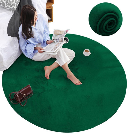 Rabbit Strado 110x110 BottleGreen round rug (Green)