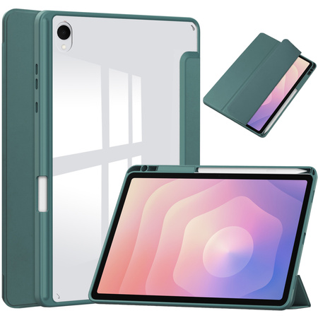 Puzdro Clear Pencil na Samsung Galaxy Tab S11 11 SM SMX736 s klapkou, zelené - ochranné